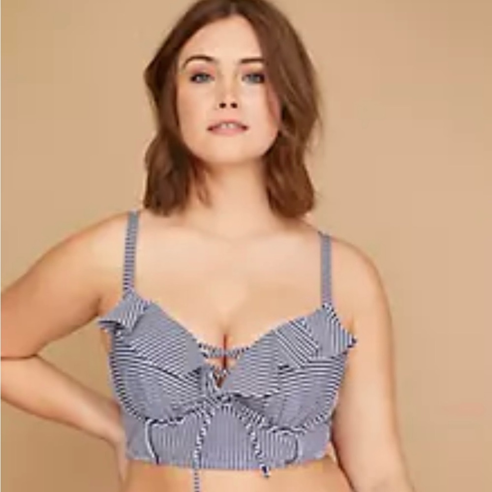 Cacique Swimwear Blue & White Top - Picture 6 of 6